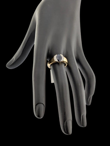 Bague 60 Bague cocktail certifiée IGI en or jaune et blanc 18 carats, saphir et diamants 58 Facettes A2135