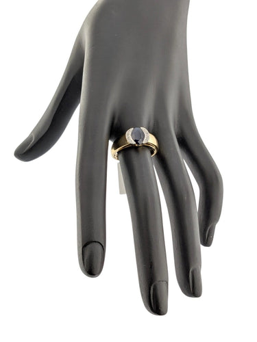 Bague 60 Bague cocktail certifiée IGI en or jaune et blanc 18 carats, saphir et diamants 58 Facettes A2135