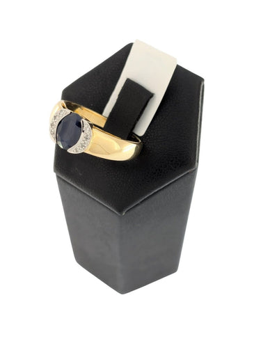 Bague 60 Bague cocktail certifiée IGI en or jaune et blanc 18 carats, saphir et diamants 58 Facettes A2135