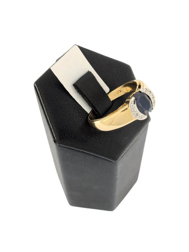 Bague 60 Bague cocktail certifiée IGI en or jaune et blanc 18 carats, saphir et diamants 58 Facettes A2135