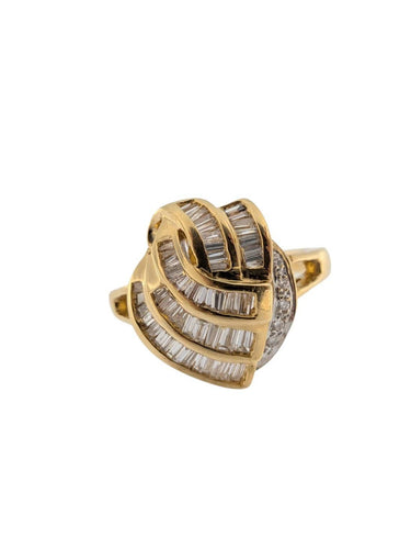 Bague 54 Bague cocktail belge certifiée HRD en or jaune 18 carats avec diamants naturels 58 Facettes A2134