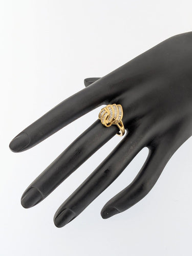 Bague 54 Bague cocktail belge certifiée HRD en or jaune 18 carats avec diamants naturels 58 Facettes A2134
