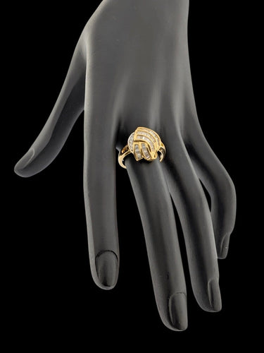 Bague 54 Bague cocktail belge certifiée HRD en or jaune 18 carats avec diamants naturels 58 Facettes A2134