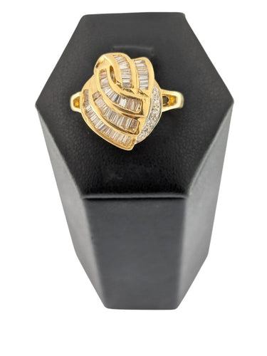 Bague 54 Bague cocktail belge certifiée HRD en or jaune 18 carats avec diamants naturels 58 Facettes A2134