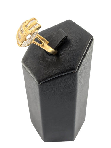 Bague 54 Bague cocktail belge certifiée HRD en or jaune 18 carats avec diamants naturels 58 Facettes A2134