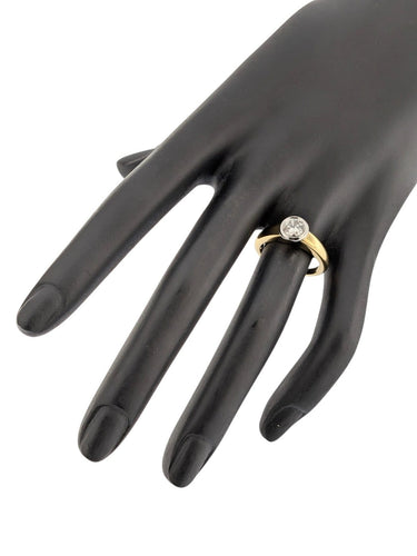 Bague 53 Bague de fiançailles certifiée HRD en or jaune et blanc 18 carats 58 Facettes A2133