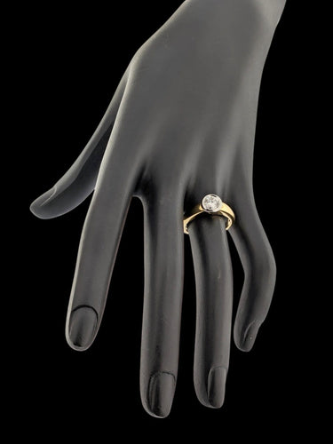 Bague 53 Bague de fiançailles certifiée HRD en or jaune et blanc 18 carats 58 Facettes A2133