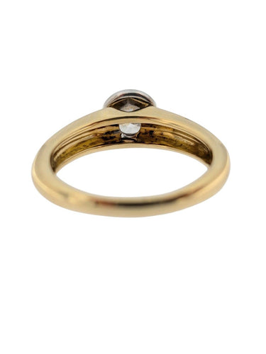 Bague 53 Bague de fiançailles certifiée HRD en or jaune et blanc 18 carats 58 Facettes A2133