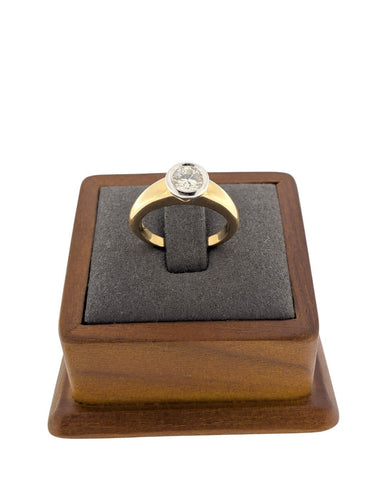 Bague 53 Bague de fiançailles certifiée HRD en or jaune et blanc 18 carats 58 Facettes A2133