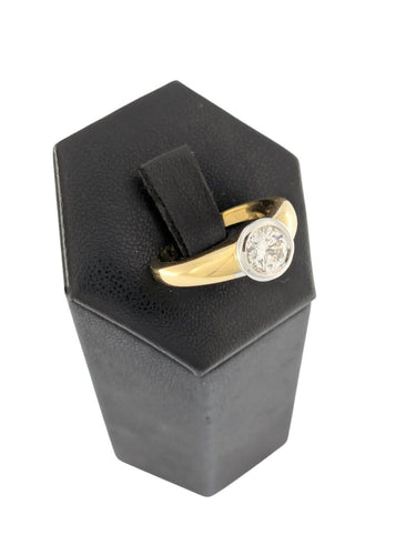 Bague 53 Bague de fiançailles certifiée HRD en or jaune et blanc 18 carats 58 Facettes A2133