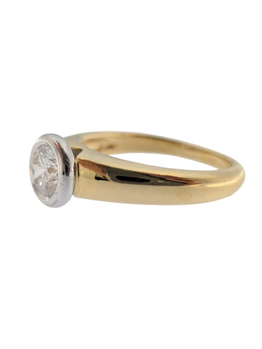Bague 53 Bague de fiançailles certifiée HRD en or jaune et blanc 18 carats 58 Facettes A2133
