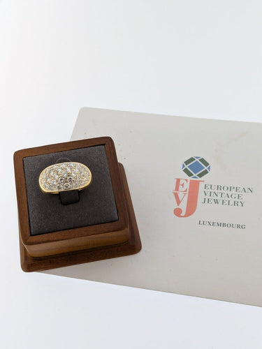 Bague 56 Bague française certifiée HRD en or jaune 18 carats et diamants 58 Facettes A2132