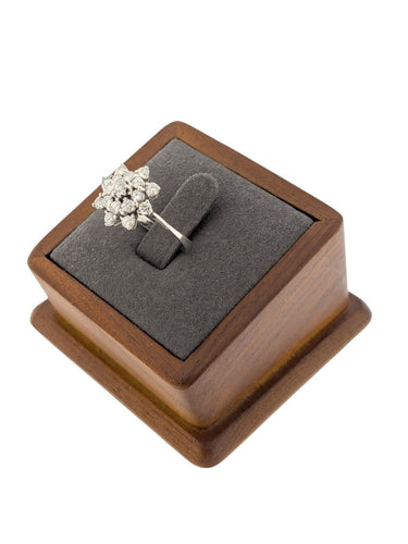 Bague 51 Bague cocktail française certifiée HRD en or blanc 18 carats avec diamants naturels 58 Facettes A2131