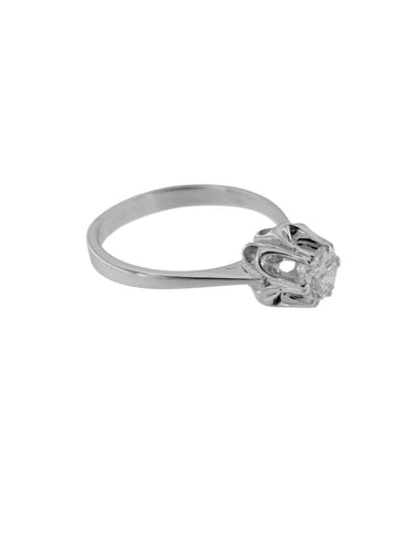 Bague 56 Bague de fiançailles en or blanc 18 carats avec diamant naturel certifié HRD 58 Facettes A2130