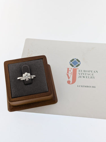 Bague 56 Bague de fiançailles en or blanc 18 carats avec diamant naturel certifié HRD 58 Facettes A2130