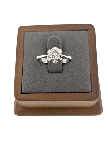 Bague 56 Bague de fiançailles en or blanc 18 carats avec diamant naturel certifié HRD 58 Facettes A2130