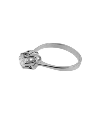 Bague 56 Bague de fiançailles en or blanc 18 carats avec diamant naturel certifié HRD 58 Facettes A2130