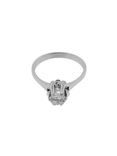 Bague 56 Bague de fiançailles en or blanc 18 carats avec diamant naturel certifié HRD 58 Facettes A2130