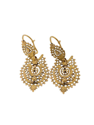 Boucles d'oreilles Queen - Boucles d’oreilles portugaises en or jaune 19 carats 58 Facettes OR1616