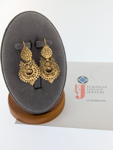 Boucles d'oreilles Queen - Boucles d’oreilles portugaises en or jaune 19 carats 58 Facettes OR1616