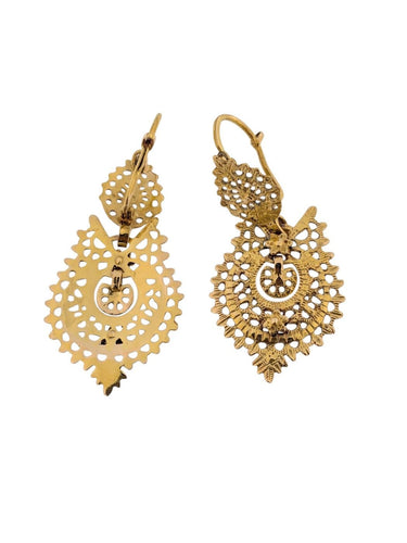Boucles d'oreilles Queen - Boucles d’oreilles portugaises en or jaune 19 carats 58 Facettes OR1616