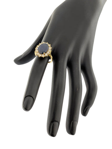 Bague 54 Bague cocktail en or jaune 18 carats, saphirs et diamants, certifiée IGI 58 Facettes A2129