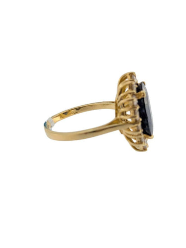 Bague 54 Bague cocktail en or jaune 18 carats, saphirs et diamants, certifiée IGI 58 Facettes A2129