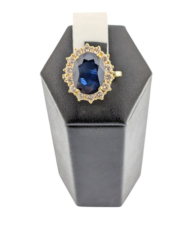 Bague 54 Bague cocktail en or jaune 18 carats, saphirs et diamants, certifiée IGI 58 Facettes A2129