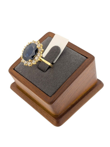 Bague 54 Bague cocktail en or jaune 18 carats, saphirs et diamants, certifiée IGI 58 Facettes A2129