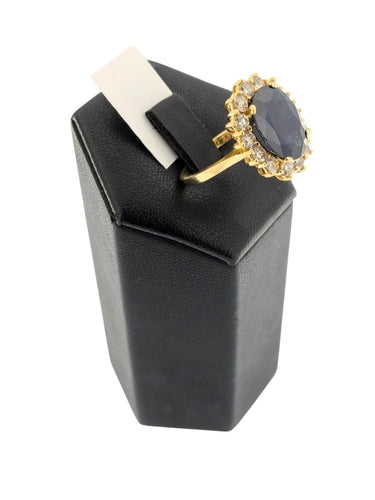 Bague 54 Bague cocktail en or jaune 18 carats, saphirs et diamants, certifiée IGI 58 Facettes A2129