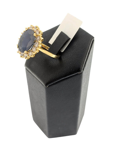 Bague 54 Bague cocktail en or jaune 18 carats, saphirs et diamants, certifiée IGI 58 Facettes A2129