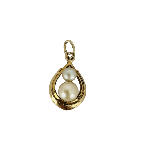Pendentif Pendentif en or jaune 14k avec deux perles 58 Facettes 2604028