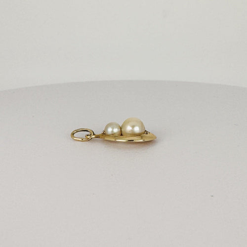Pendentif Pendentif en or jaune 14k avec deux perles 58 Facettes 2604028