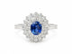 Bague 55 Bague double entourage en or blanc, saphir ovale 0,85 ct et diamants 0,50 ct 58 Facettes 32091