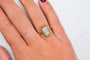 Bague 55 Bague rectangulaire en or jaune 18 carats, diamants blancs et champagne 58 Facettes 4226