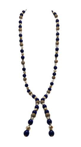 Collier Collier sautoir italien vintage en or 18k et lapis-lazuli 58 Facettes Collana Lapis Lazuli