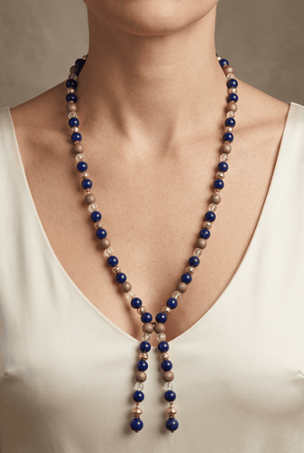Collier Collier sautoir italien vintage en or 18k et lapis-lazuli 58 Facettes Collana Lapis Lazuli