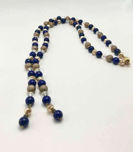 Collier Collier sautoir italien vintage en or 18k et lapis-lazuli 58 Facettes Collana Lapis Lazuli