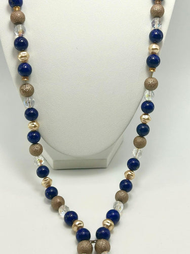 Collier Collier sautoir italien vintage en or 18k et lapis-lazuli 58 Facettes Collana Lapis Lazuli