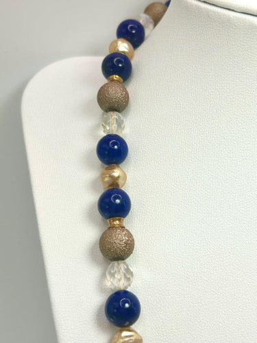 Collier Collier sautoir italien vintage en or 18k et lapis-lazuli 58 Facettes Collana Lapis Lazuli