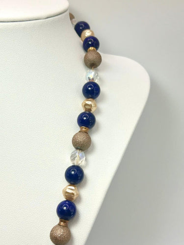 Collier Collier sautoir italien vintage en or 18k et lapis-lazuli 58 Facettes Collana Lapis Lazuli