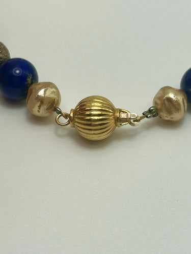 Collier Collier sautoir italien vintage en or 18k et lapis-lazuli 58 Facettes Collana Lapis Lazuli