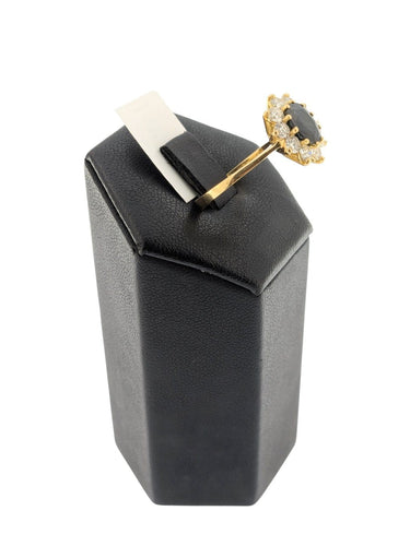 Bague 56 Bague cocktail italienne en or jaune 18 carats, saphirs et diamants, certifiée IGI 58 Facettes A2128