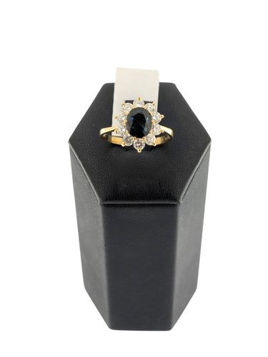 Bague 56 Bague cocktail italienne en or jaune 18 carats, saphirs et diamants, certifiée IGI 58 Facettes A2128