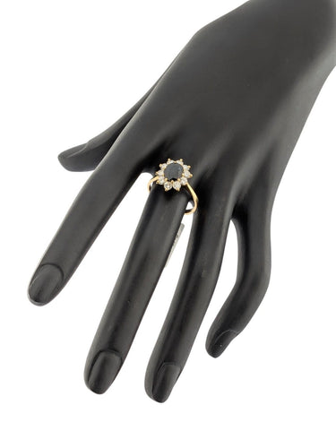Bague 56 Bague cocktail italienne en or jaune 18 carats, saphirs et diamants, certifiée IGI 58 Facettes A2128