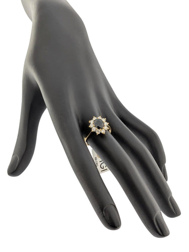 Bague 56 Bague cocktail italienne en or jaune 18 carats, saphirs et diamants, certifiée IGI 58 Facettes A2128