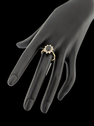 Bague 56 Bague cocktail italienne en or jaune 18 carats, saphirs et diamants, certifiée IGI 58 Facettes A2128