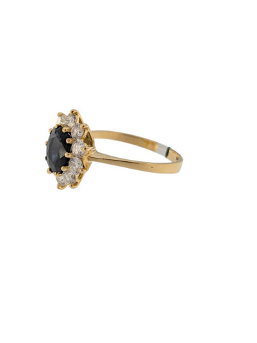 Bague 56 Bague cocktail italienne en or jaune 18 carats, saphirs et diamants, certifiée IGI 58 Facettes A2128