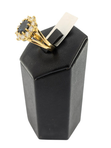 Bague 54 Bague cocktail italienne certifiée IGI, en or jaune 18 carats, saphir et diamants 58 Facettes A2127