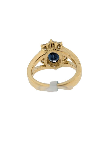 Bague 54 Bague cocktail italienne certifiée IGI, en or jaune 18 carats, saphir et diamants 58 Facettes A2127